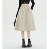 image:imagechouyatou Womens Cute Ditsy Floral Wool Midi Long Skirt Elastic Waist Flare A Line Pleated Skirt with PocketsApricot