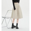 image:imagechouyatou Womens Cute Ditsy Floral Wool Midi Long Skirt Elastic Waist Flare A Line Pleated Skirt with PocketsApricot