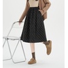 image:imagechouyatou Womens Cute Ditsy Floral Wool Midi Long Skirt Elastic Waist Flare A Line Pleated Skirt with PocketsBlack