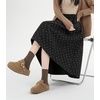 image:imagechouyatou Womens Cute Ditsy Floral Wool Midi Long Skirt Elastic Waist Flare A Line Pleated Skirt with PocketsBlack