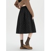 image:imagechouyatou Womens Cute Ditsy Floral Wool Midi Long Skirt Elastic Waist Flare A Line Pleated Skirt with PocketsBlack