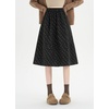 image:imagechouyatou Womens Cute Ditsy Floral Wool Midi Long Skirt Elastic Waist Flare A Line Pleated Skirt with PocketsBlack