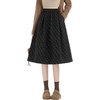 image:imagechouyatou Womens Cute Ditsy Floral Wool Midi Long Skirt Elastic Waist Flare A Line Pleated Skirt with PocketsBlack