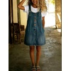 image:imagechouyatou Womens Denim Overall Dress Jean Mini Pinafore Adjustable Straps Jumper Dress With Pockets