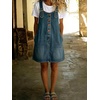 image:imagechouyatou Womens Denim Overall Dress Jean Mini Pinafore Adjustable Straps Jumper Dress With Pockets