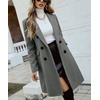 image:imagechouyatou Womens Double Breasted Wool Coat Dressy Casual Mid Long Trench Pea Coat Notched Lapel Blazer JacketGray