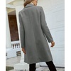 image:imagechouyatou Womens Double Breasted Wool Coat Dressy Casual Mid Long Trench Pea Coat Notched Lapel Blazer JacketGray