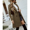 image:imagechouyatou Womens Double Breasted Wool Coat Dressy Casual Mid Long Trench Pea Coat Notched Lapel Blazer JacketGreen