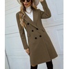 image:imagechouyatou Womens Double Breasted Wool Coat Dressy Casual Mid Long Trench Pea Coat Notched Lapel Blazer JacketGreen