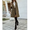 image:imagechouyatou Womens Double Breasted Wool Coat Dressy Casual Mid Long Trench Pea Coat Notched Lapel Blazer JacketGreen