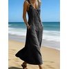 image:imagechouyatou Womens Floral Printed A Line Flared Denim Skirt Flowy Color Block Midi Jean Skirt with PocketsBlack