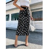 image:imagechouyatou Womens High Waisted Denim Long Skirt Boho Floral Print Business Casual A Line Pleated Jean SkirtBlack