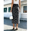 image:imagechouyatou Womens High Waisted Denim Long Skirt Boho Floral Print Business Casual A Line Pleated Jean SkirtBlack