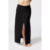 image:imagechouyatou Womens Sexy Front Slit High Waist ALine Midi Long Denim Jean SkirtBlack