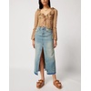 image:imagechouyatou Womens Sexy Front Slit High Waist ALine Midi Long Denim Jean SkirtBlue