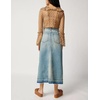 image:imagechouyatou Womens Sexy Front Slit High Waist ALine Midi Long Denim Jean SkirtBlue