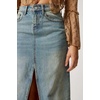image:imagechouyatou Womens Sexy Front Slit High Waist ALine Midi Long Denim Jean SkirtBlue