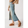 image:imagechouyatou Womens Sexy Front Slit High Waist ALine Midi Long Denim Jean SkirtBlue