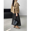 image:imagechouyatou Womens Stand Collar Wool Coat Loose Fit Business Casual Work Blazer Jacket Winter Pea CoatKhaki