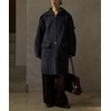 image:imagechouyatou Womens Winter Zip Up Wool Coat with Hood Casual Loose Midi Long Trench Pea Coat Wool Blend JacketBlack