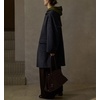 image:imagechouyatou Womens Winter Zip Up Wool Coat with Hood Casual Loose Midi Long Trench Pea Coat Wool Blend JacketBlack