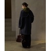 image:imagechouyatou Womens Winter Zip Up Wool Coat with Hood Casual Loose Midi Long Trench Pea Coat Wool Blend JacketBlack