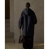 image:imagechouyatou Womens Winter Zip Up Wool Coat with Hood Casual Loose Midi Long Trench Pea Coat Wool Blend JacketBlack