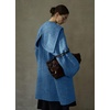 image:imagechouyatou Womens Winter Zip Up Wool Coat with Hood Casual Loose Midi Long Trench Pea Coat Wool Blend JacketBlue