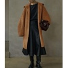 image:imagechouyatou Womens Winter Zip Up Wool Coat with Hood Casual Loose Midi Long Trench Pea Coat Wool Blend JacketBrown