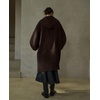 image:imagechouyatou Womens Winter Zip Up Wool Coat with Hood Casual Loose Midi Long Trench Pea Coat Wool Blend JacketCoffee