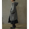 image:imagechouyatou Womens Winter Zip Up Wool Coat with Hood Casual Loose Midi Long Trench Pea Coat Wool Blend JacketGray