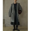 image:imagechouyatou Womens Winter Zip Up Wool Coat with Hood Casual Loose Midi Long Trench Pea Coat Wool Blend JacketGray