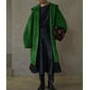 image:imagechouyatou Womens Winter Zip Up Wool Coat with Hood Casual Loose Midi Long Trench Pea Coat Wool Blend JacketGreen
