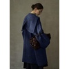 image:imagechouyatou Womens Winter Zip Up Wool Coat with Hood Casual Loose Midi Long Trench Pea Coat Wool Blend JacketNavy