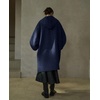image:imagechouyatou Womens Winter Zip Up Wool Coat with Hood Casual Loose Midi Long Trench Pea Coat Wool Blend JacketNavy