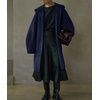 image:imagechouyatou Womens Winter Zip Up Wool Coat with Hood Casual Loose Midi Long Trench Pea Coat Wool Blend JacketNavy