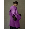 image:imagechouyatou Womens Winter Zip Up Wool Coat with Hood Casual Loose Midi Long Trench Pea Coat Wool Blend JacketPurple