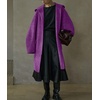 image:imagechouyatou Womens Winter Zip Up Wool Coat with Hood Casual Loose Midi Long Trench Pea Coat Wool Blend JacketPurple