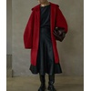 image:imagechouyatou Womens Winter Zip Up Wool Coat with Hood Casual Loose Midi Long Trench Pea Coat Wool Blend JacketRed