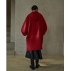 image:imagechouyatou Womens Winter Zip Up Wool Coat with Hood Casual Loose Midi Long Trench Pea Coat Wool Blend JacketRed