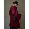 image:imagechouyatou Womens Winter Zip Up Wool Coat with Hood Casual Loose Midi Long Trench Pea Coat Wool Blend JacketWine Red