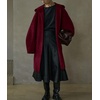 image:imagechouyatou Womens Winter Zip Up Wool Coat with Hood Casual Loose Midi Long Trench Pea Coat Wool Blend JacketWine Red