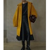 image:imagechouyatou Womens Winter Zip Up Wool Coat with Hood Casual Loose Midi Long Trench Pea Coat Wool Blend JacketYellow
