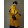 image:imagechouyatou Womens Winter Zip Up Wool Coat with Hood Casual Loose Midi Long Trench Pea Coat Wool Blend JacketYellow