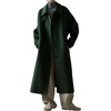 image:imagechouyatou Womens Business Casual Winter Wool Coat Single Breasted Long Sleeve Midi Long Trench Coat PeacoatGreen