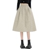 image:imagechouyatou Womens Cute Ditsy Floral Wool Midi Long Skirt Elastic Waist Flare A Line Pleated Skirt with PocketsApricot