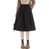 image:imagechouyatou Womens Cute Ditsy Floral Wool Midi Long Skirt Elastic Waist Flare A Line Pleated Skirt with PocketsBlack