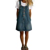 image:imagechouyatou Womens Denim Overall Dress Jean Mini Pinafore Adjustable Straps Jumper Dress With Pockets