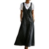 image:imagechouyatou Womens Floral Printed A Line Flared Denim Skirt Flowy Color Block Midi Jean Skirt with PocketsBlack
