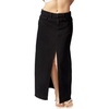 image:imagechouyatou Womens Sexy Front Slit High Waist ALine Midi Long Denim Jean SkirtBlack